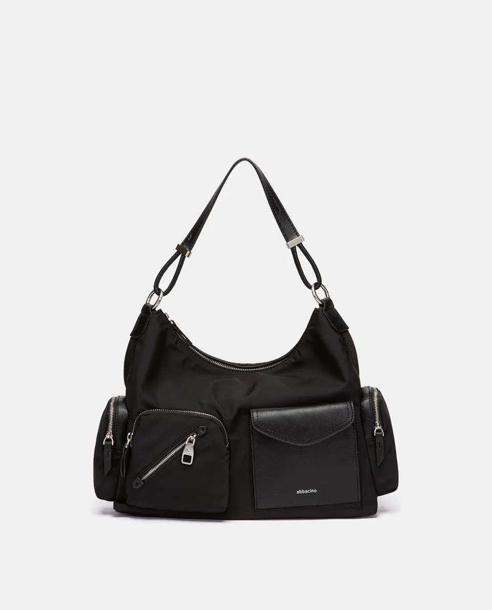 abbacino-bolso-de-hombro-hobo-negro-en-tejido-reciclado image 1