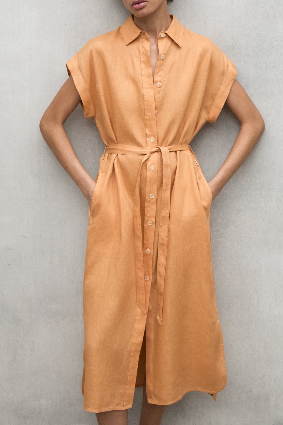 ecoalf-vestido-amatista-naranja-de-mujer-20-lino-reciclado-fit-holgado-vegano image 4