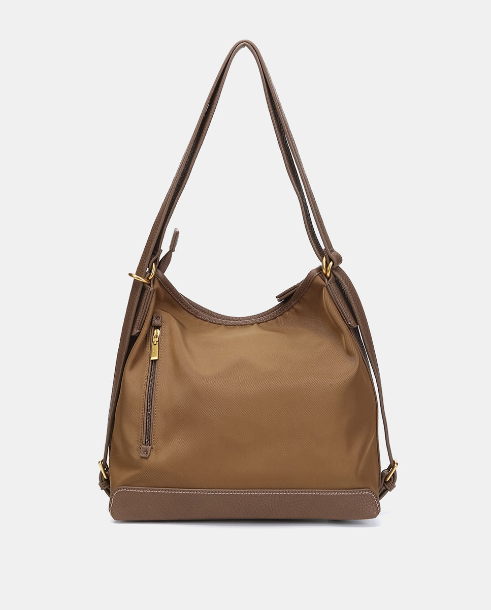 abbacino-bolso-multifuncional-camel-de-tejido-reciclado-convertible-a-mochila image 3