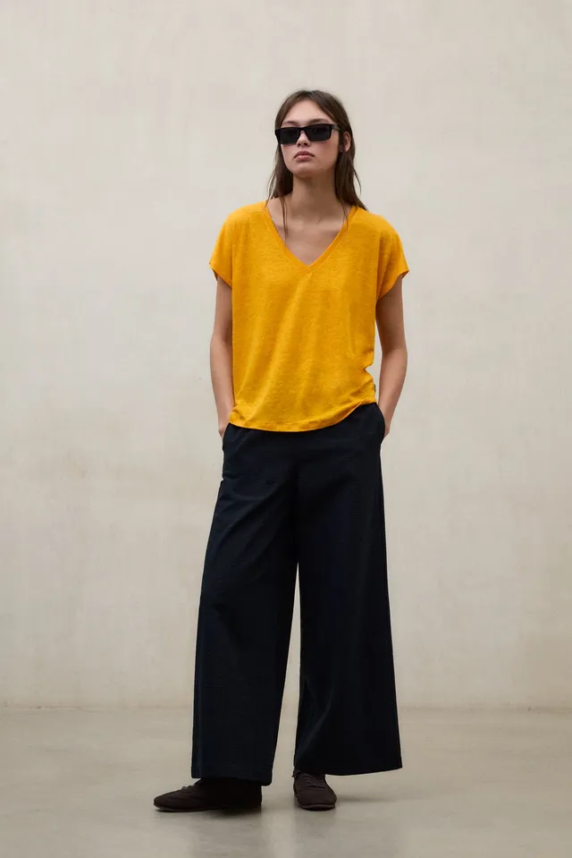 camiseta-ecoalf-arendal-naranja-de-lino-para-mujer image 1
