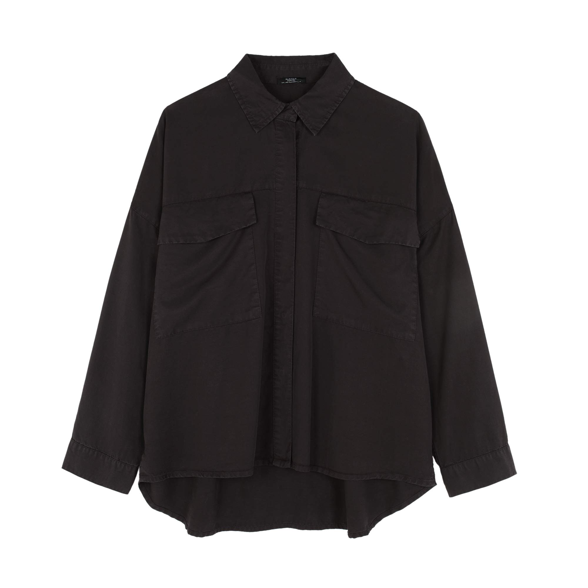 parfois-camisa-oversize-lisa-negra-para-mujer image 1