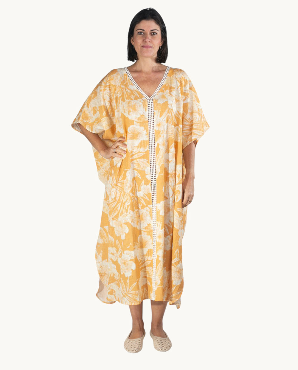 caft-n-kbas-de-algod-n-talla-nica-color-mostaza image 1