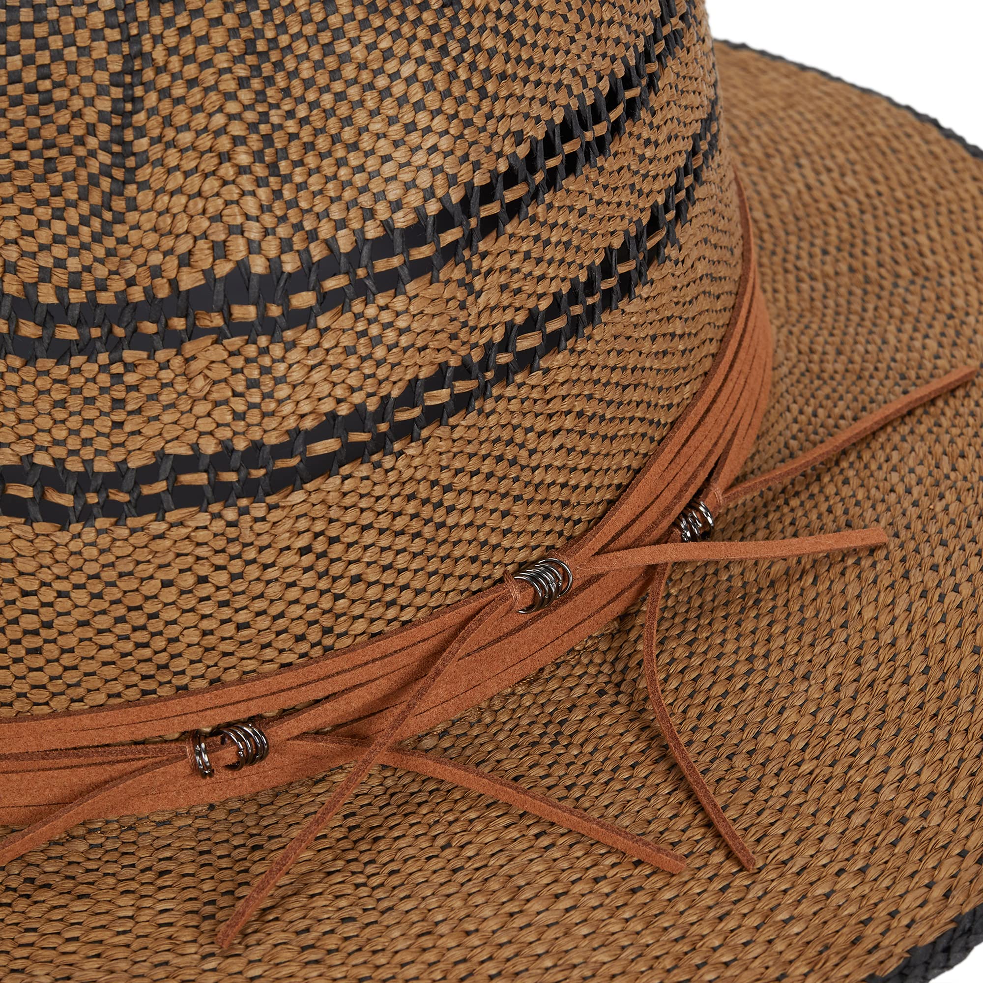 parfois-sombrero-trenzado-con-cinta-contraste-marr-n-mujer image 2