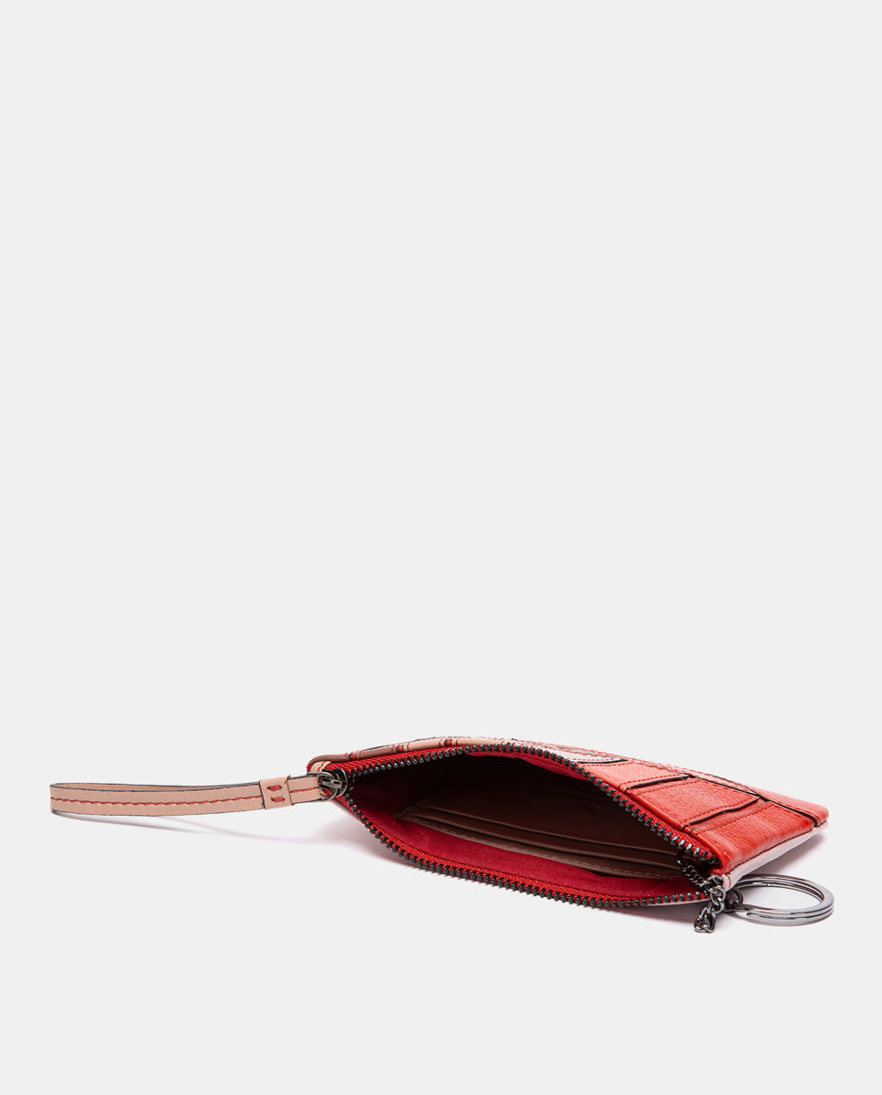 abbacino-monedero-rojo-de-piel-patchwork-geom-trico-con-asa image 2