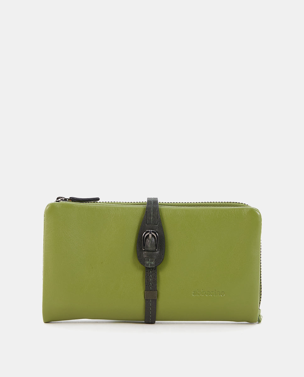 abbacino-cartera-grande-piel-verde-con-hebilla image 1