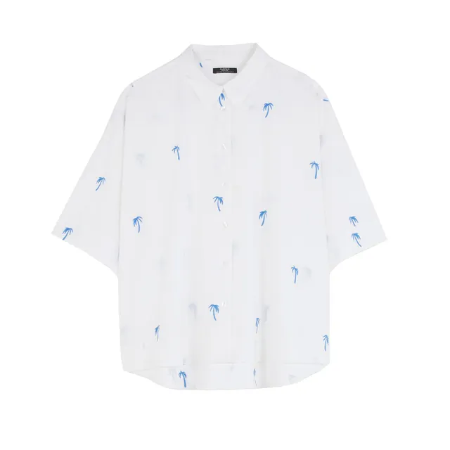 parfois-camisa-100-algod-n-bordado-palmeras-mujer-blanco image 1