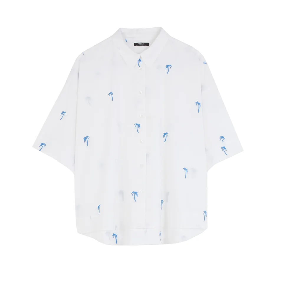 parfois-camisa-100-algod-n-bordado-palmeras-mujer-blanco image 1
