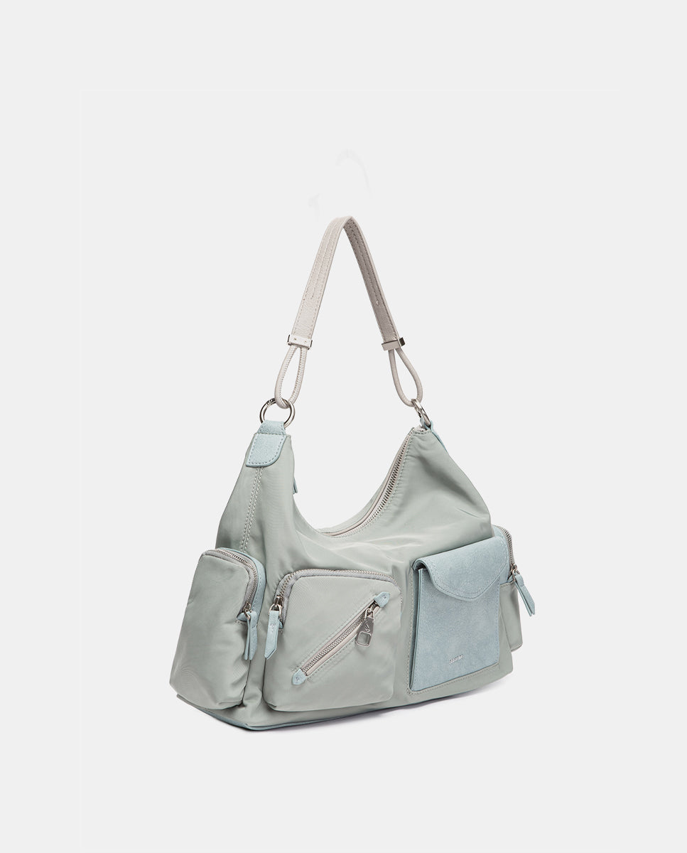 abbacino-bolso-de-hombro-hobo-en-tejido-reciclado-azul image 4