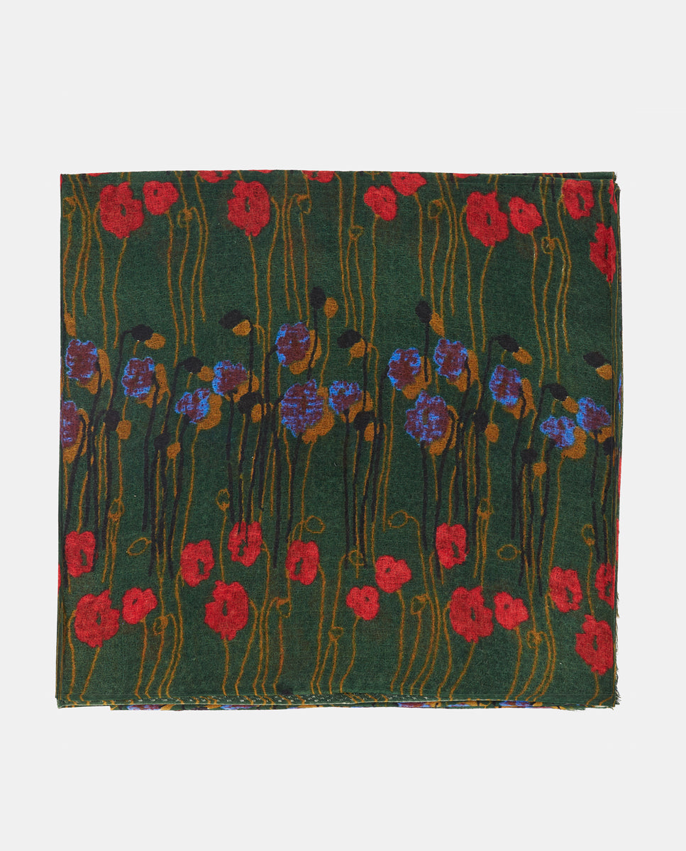 abbacino-pa-uelo-de-lana-verde-con-estampado-floral-art-stico image 3