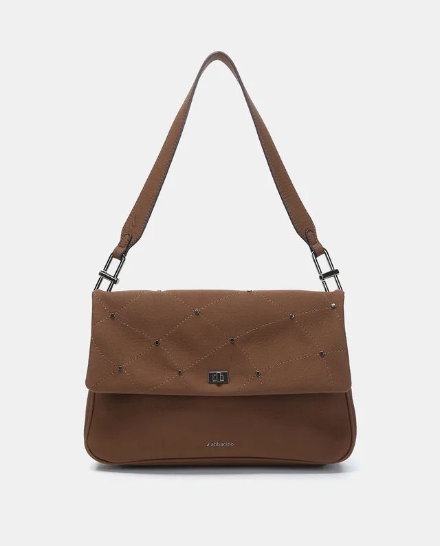 abbacino-bolso-de-hombro-marr-n-en-materiales-reciclados-con-solapa image 1