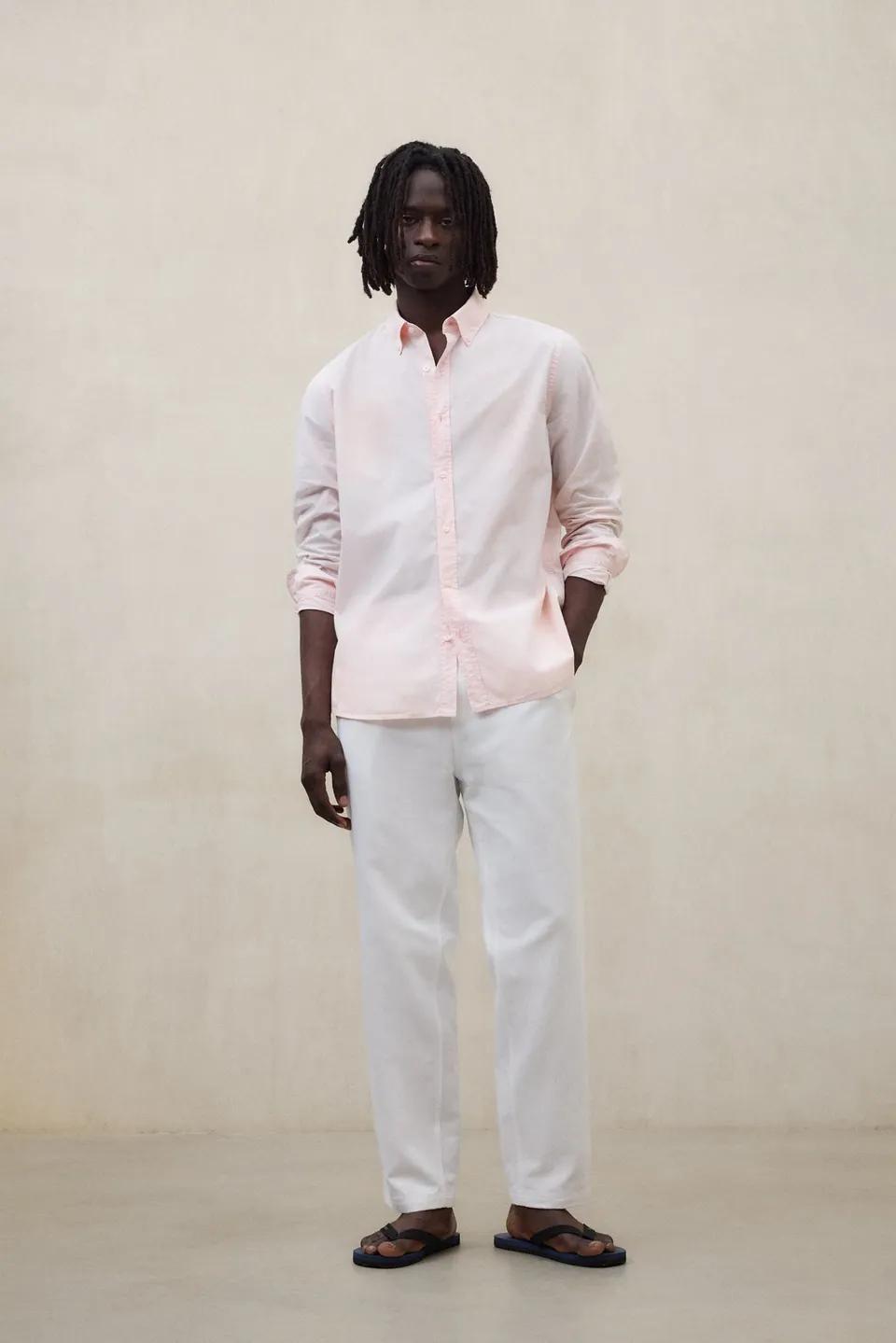 camisa-ecoalf-antejo-de-popel-n-rosa-de-hombre-algod-n-regenerativo image 1