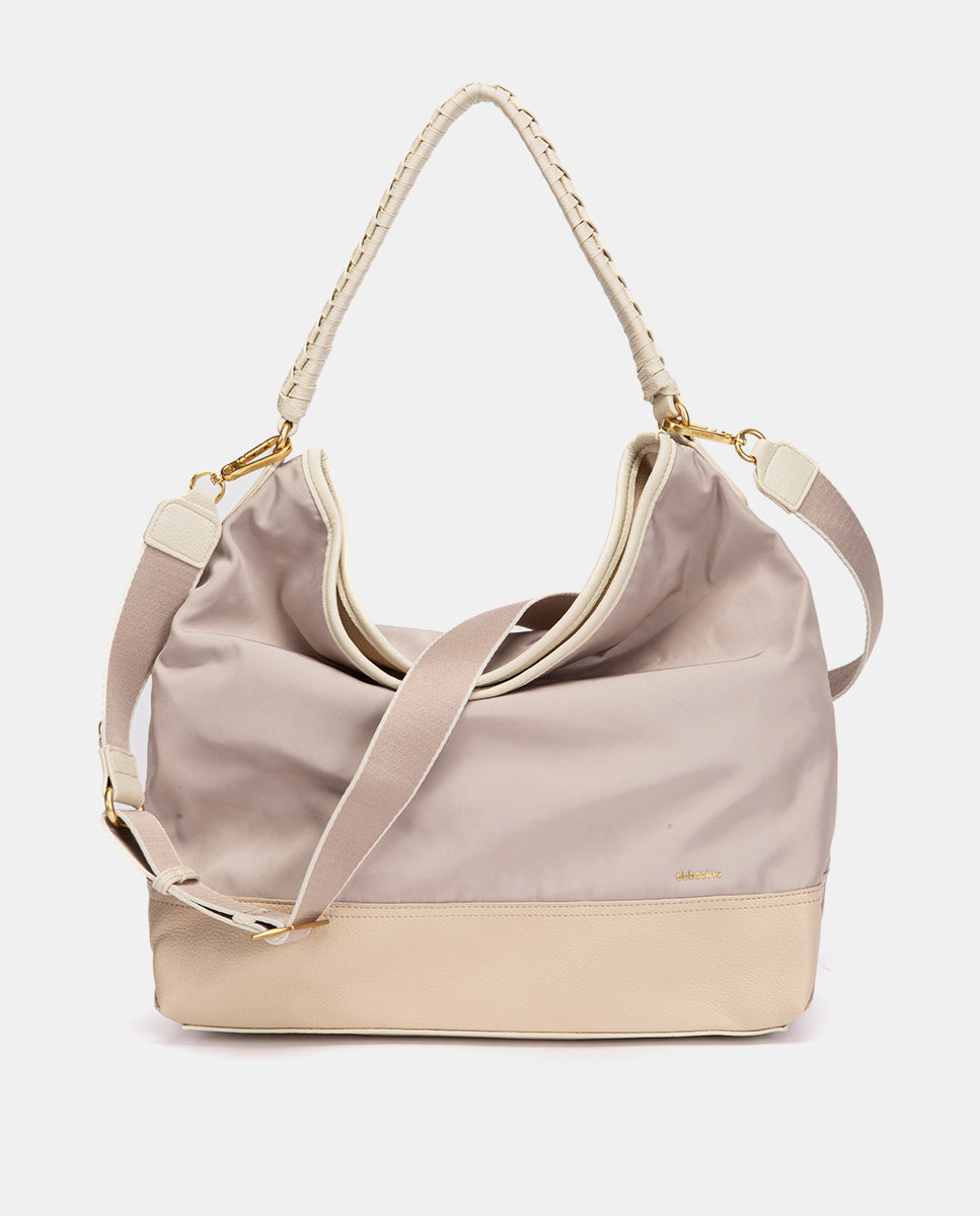 abbacino-bolso-de-hombro-bicolor-rosa-materiales-reciclados image 3