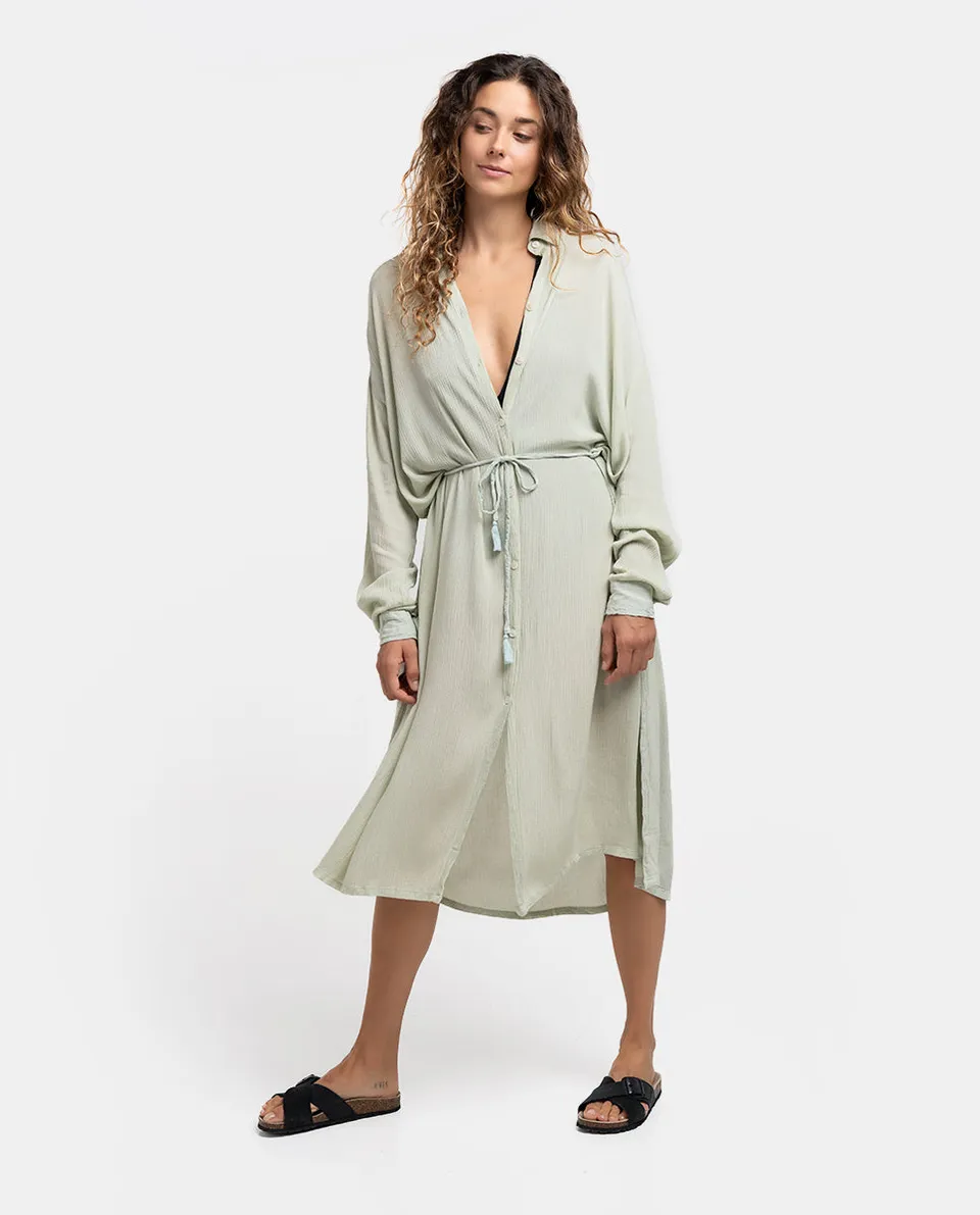 abbacino-t-nica-de-viscosa-verde-con-botones-talla-nica image 1