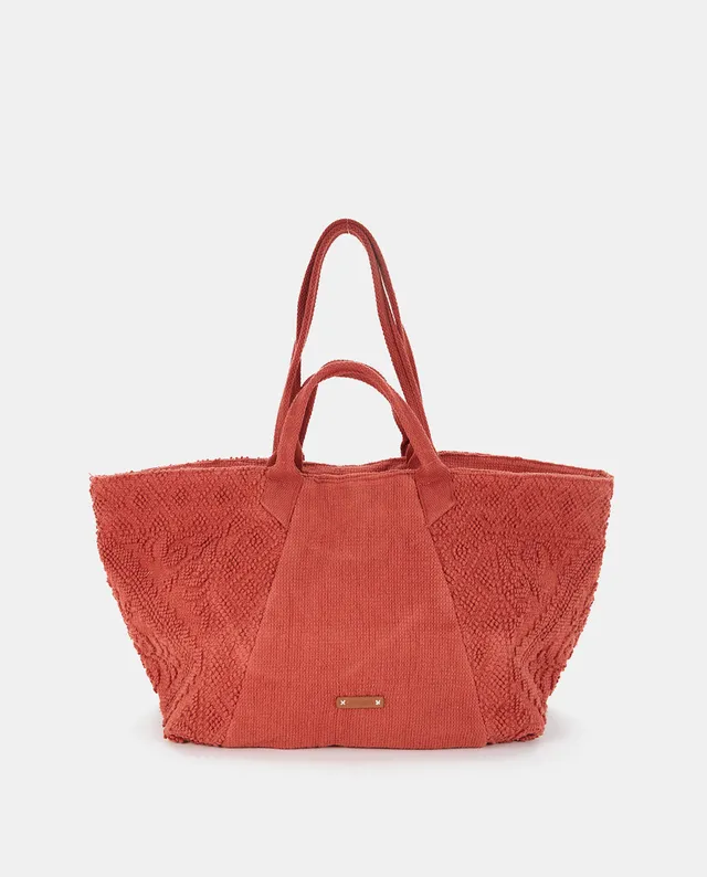 abbacino-bolsa-de-playa-algod-n-bordada-naranja image 1