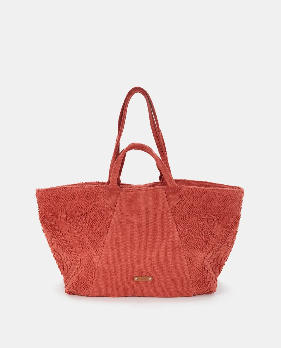 abbacino-bolsa-de-playa-algod-n-bordada-naranja image 1