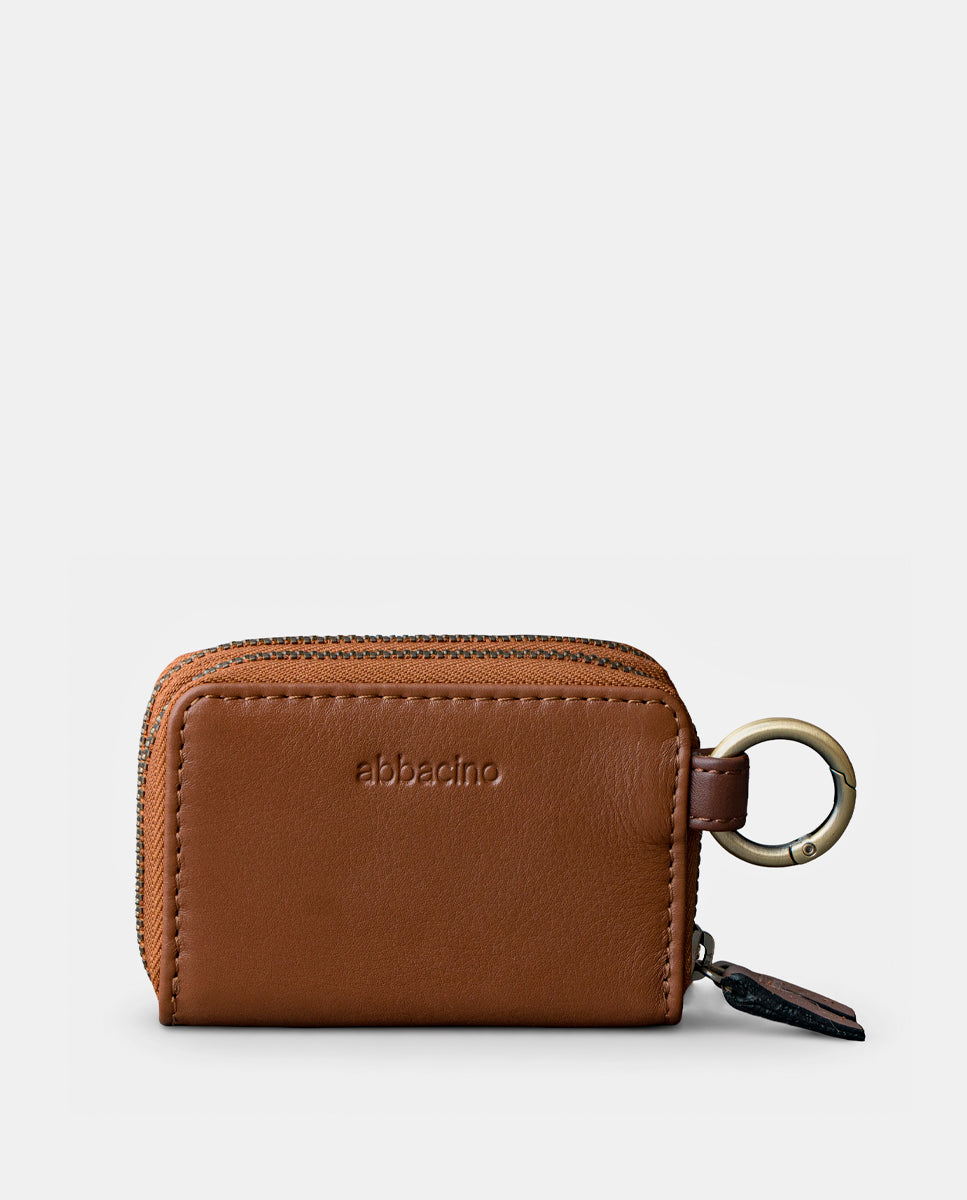 monedero-de-mujer-abbacino-de-piel-cognac-con-doble-cremallera-y-anilla-para-lla image 3