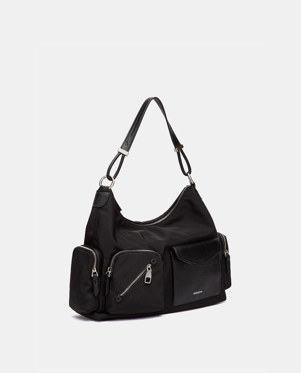 abbacino-bolso-de-hombro-hobo-negro-en-tejido-reciclado image 2