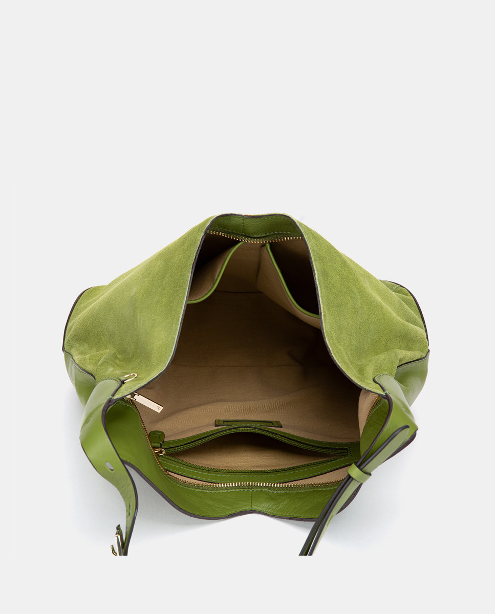 abbacino-bolso-de-hombro-hobo-piel-y-serraje-verde image 6