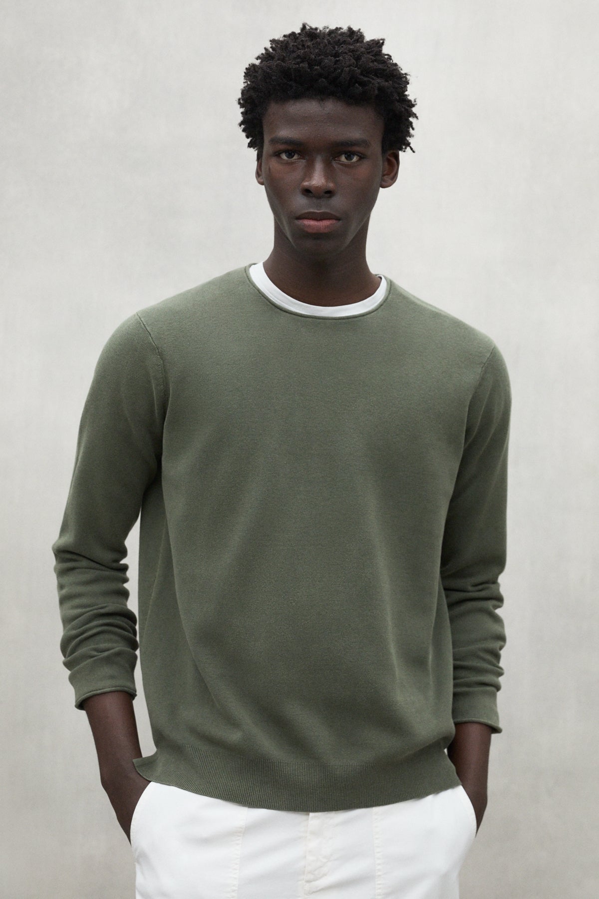ecoalf-jersey-yulan-khaki-para-hombre-algod-n-org-nico-y-lino-punto-milano-14gg image 2