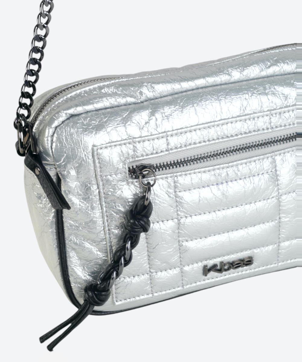 bandolera-de-pu-metalizado-kbas-con-cremallera-color-plata image 3