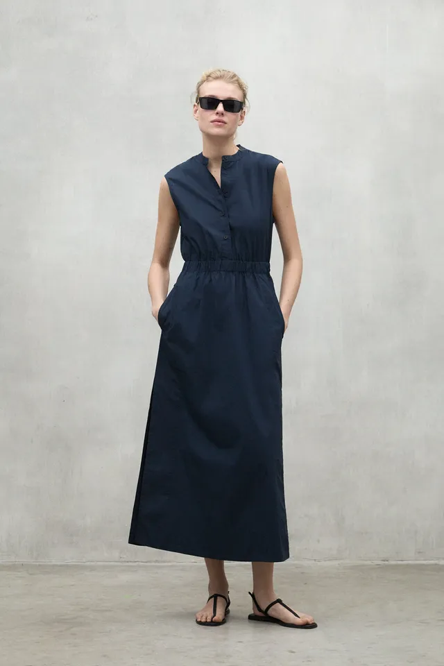 ecoalf-vestido-mika-azul-marino-de-mujer-30-algod-n-reciclado-cuello-mao-y-cintu image 1