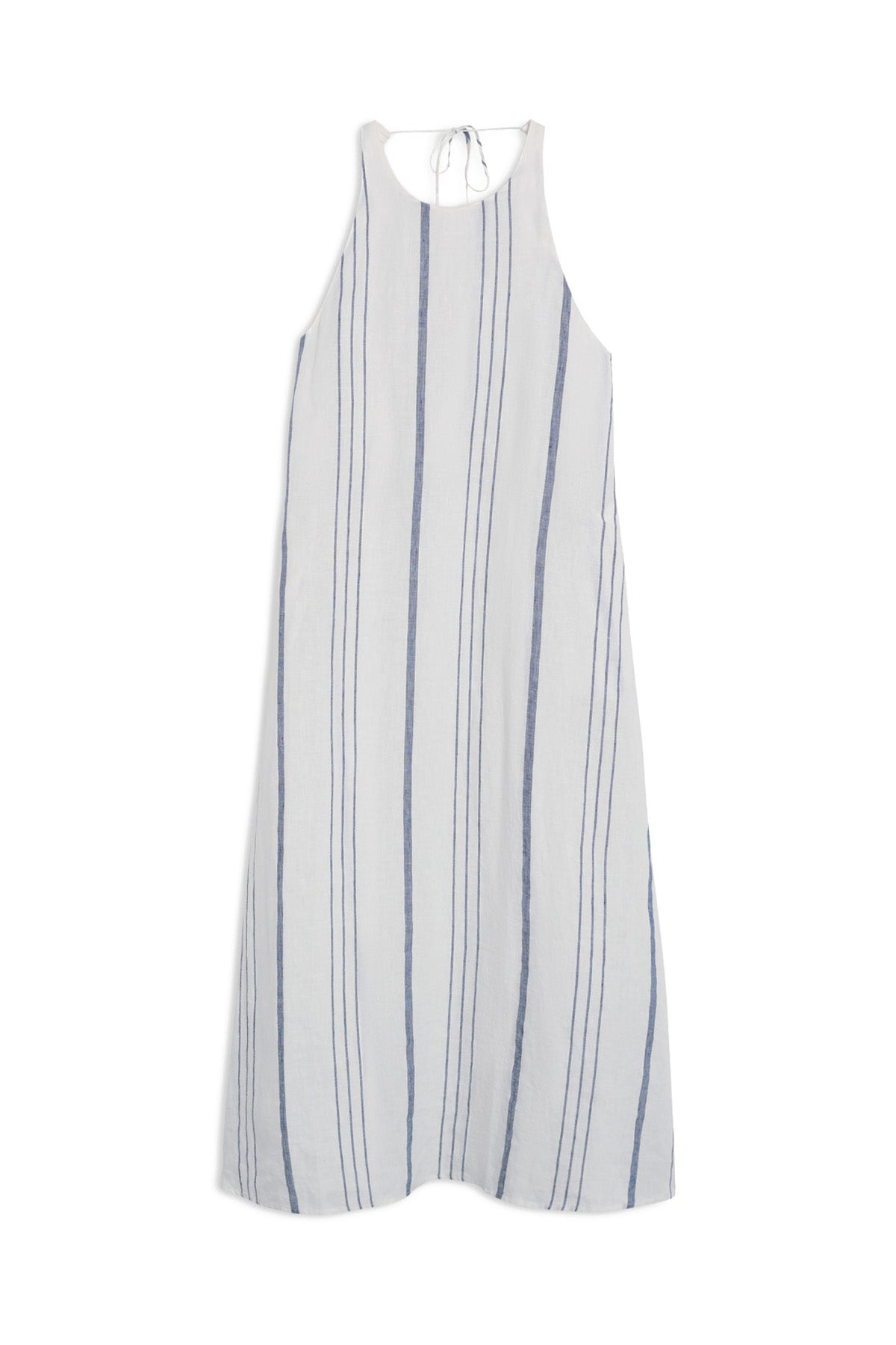 vestido-crome-de-rayas-blanco-de-ecoalf-lino-80-con-tirantes-ajustables image 4