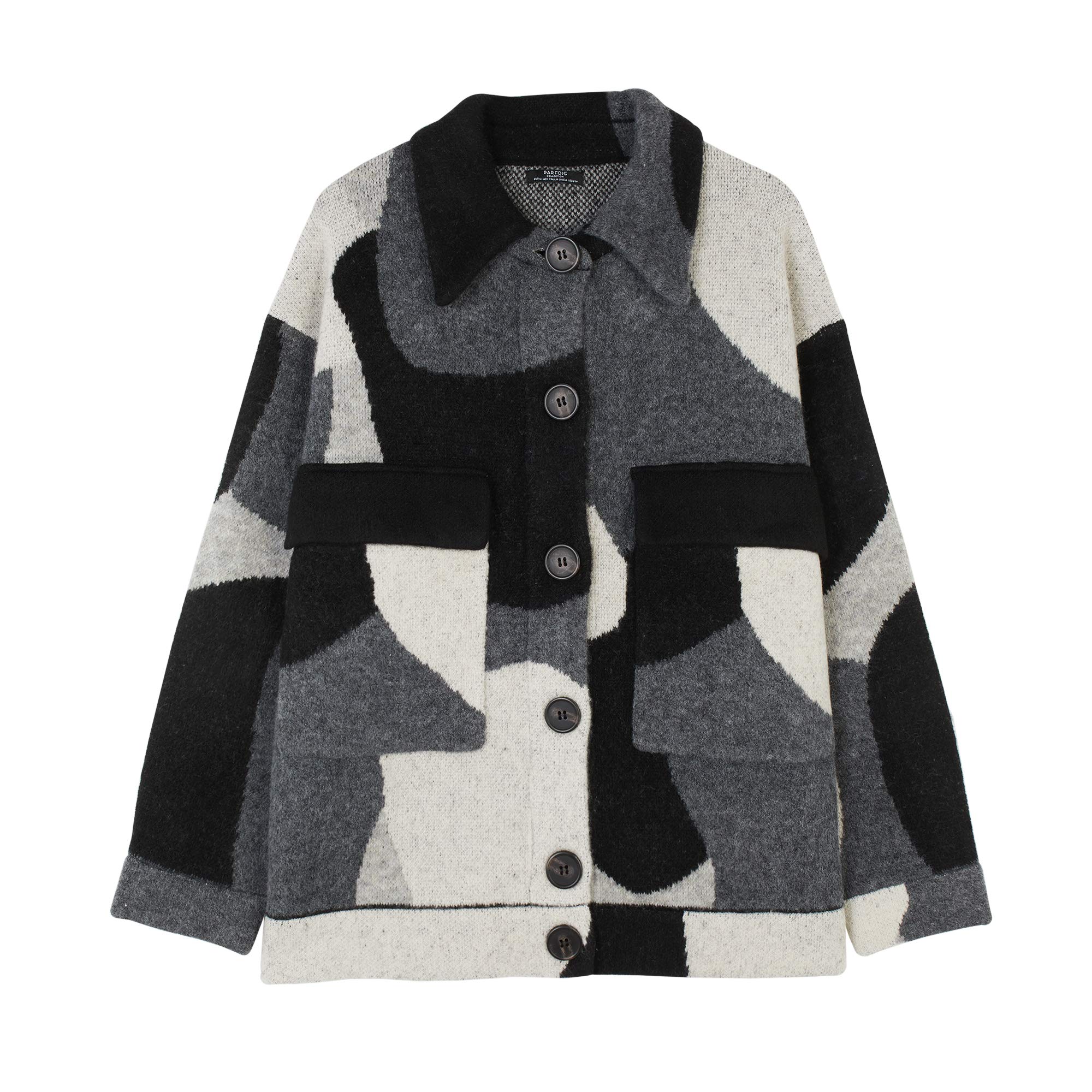 parfois-chaqueta-de-punto-estampada-con-botones-mujer image 1