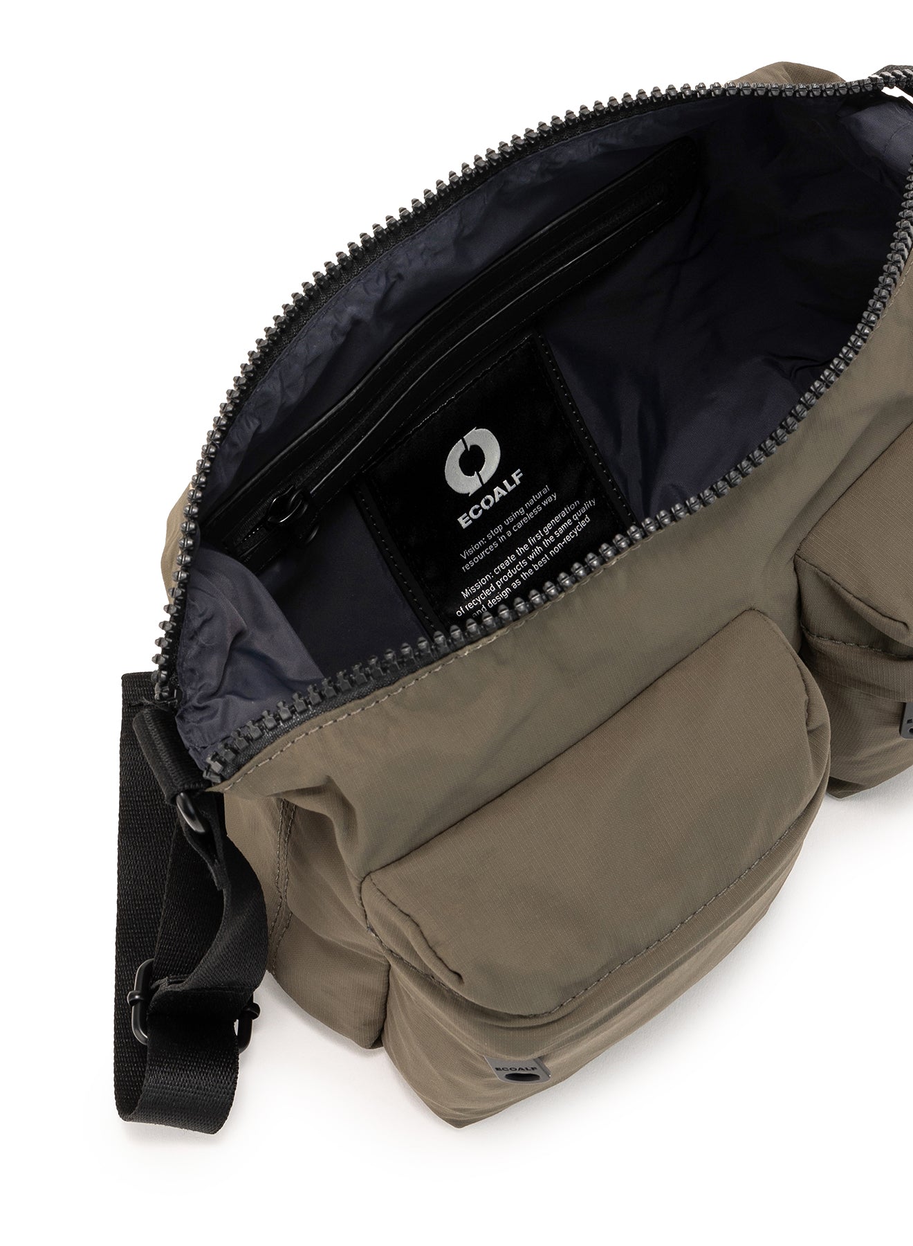bolso-bandolera-ecoalf-dani-khaki-poliamida-reciclada-ligero-y-acolchado image 4