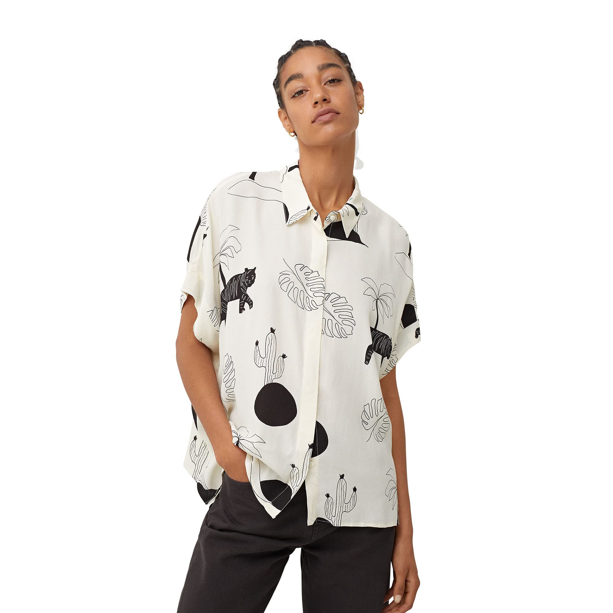parfois-camisa-oversize-estampada-mujer-talla-nica-crudo image 4