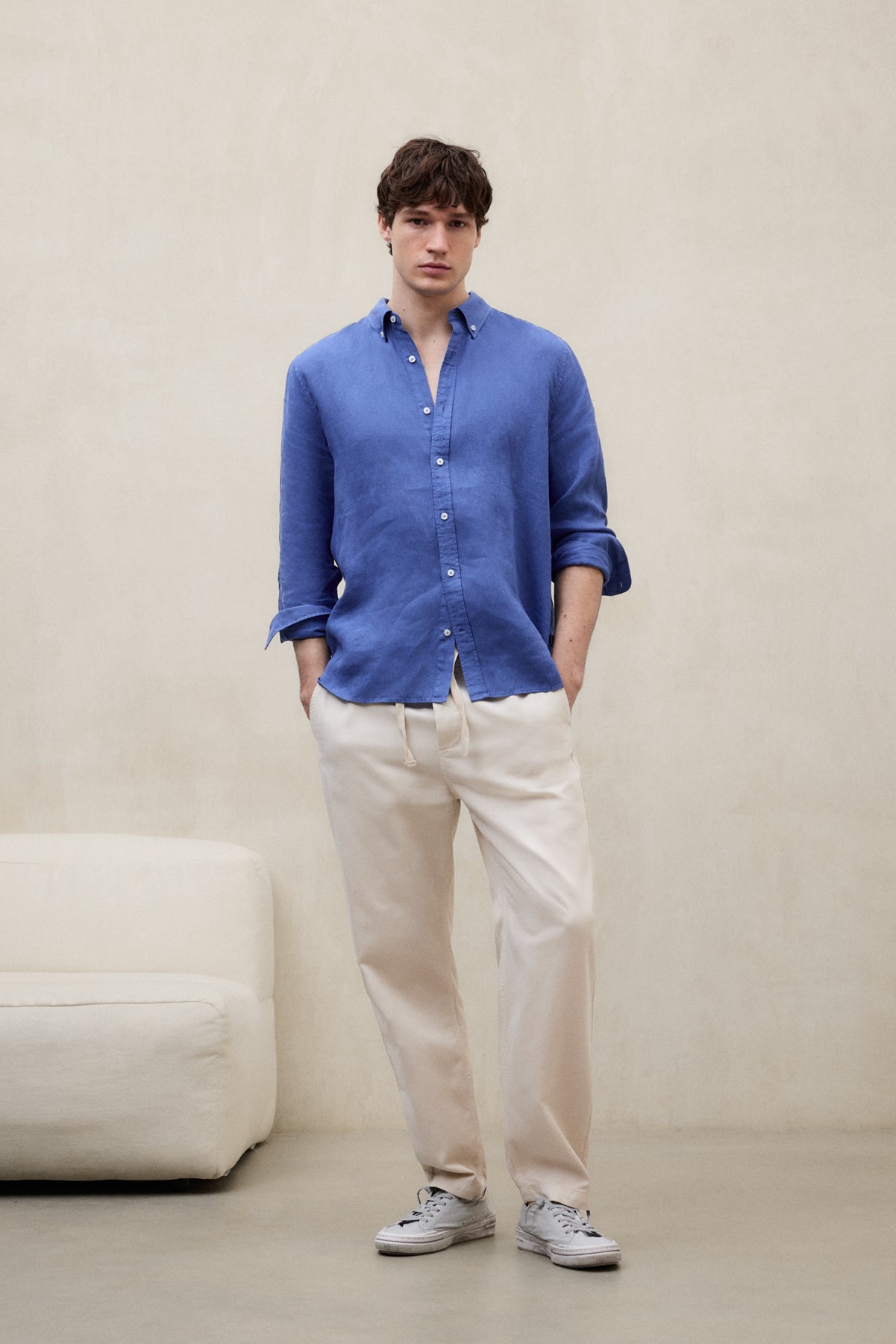 ecoalf-camisa-malibu-azul-de-hombre-100-lino-corte-regular-manga-larga-te-ida-en image 4