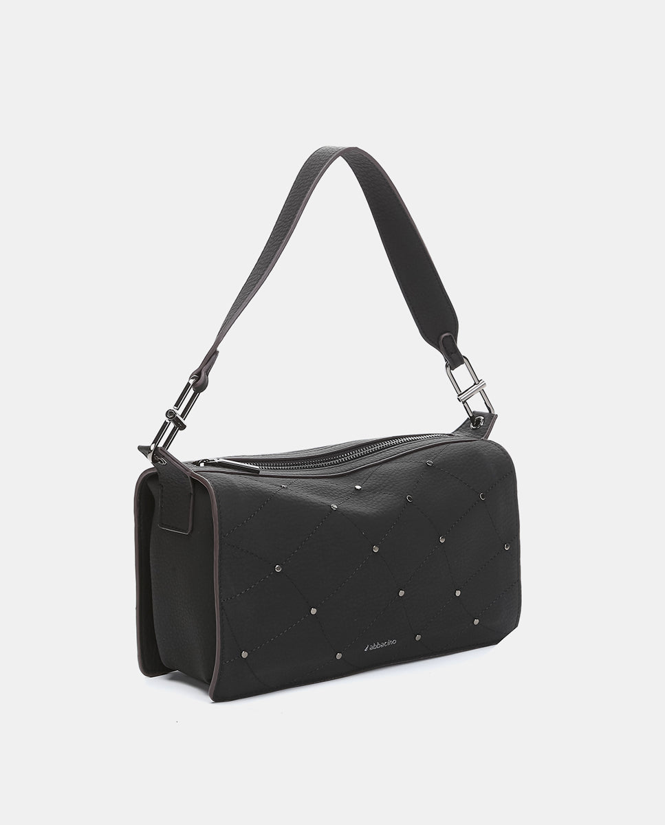 abbacino-bolso-de-hombro-negro-reciclado-remaches image 2