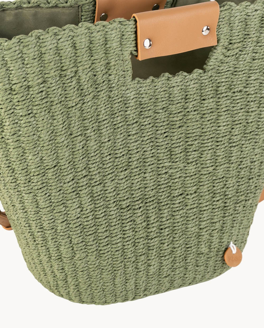 kbas-bolso-de-mano-fibra-natural-kaki-37x16x28-cm-cremallera-asa-bandolera-y-man image 3