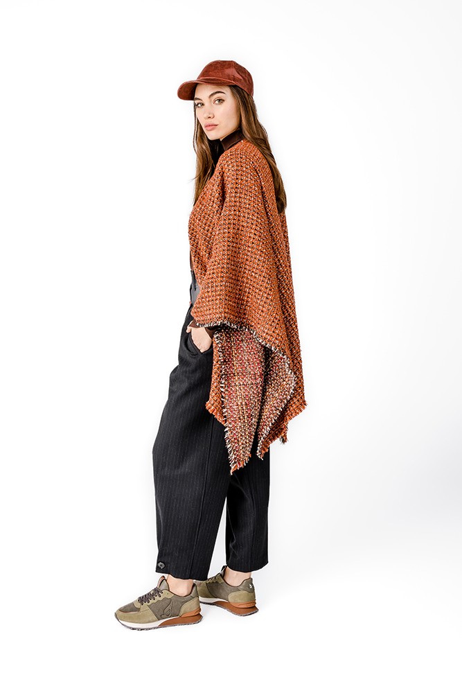 abbacino-poncho-mujer-naranja-jaspeado-oto-o-invierno image 3