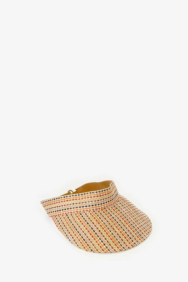 abbacino-visera-de-mujer-rayas-camel-tejida-a-mano image 1