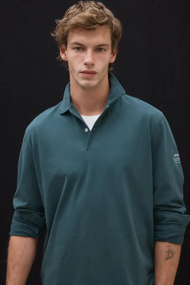 ecoalf-polo-patrick-verde-para-hombre-50-algod-n-reciclado-cuello-italiano-y-te- image 1