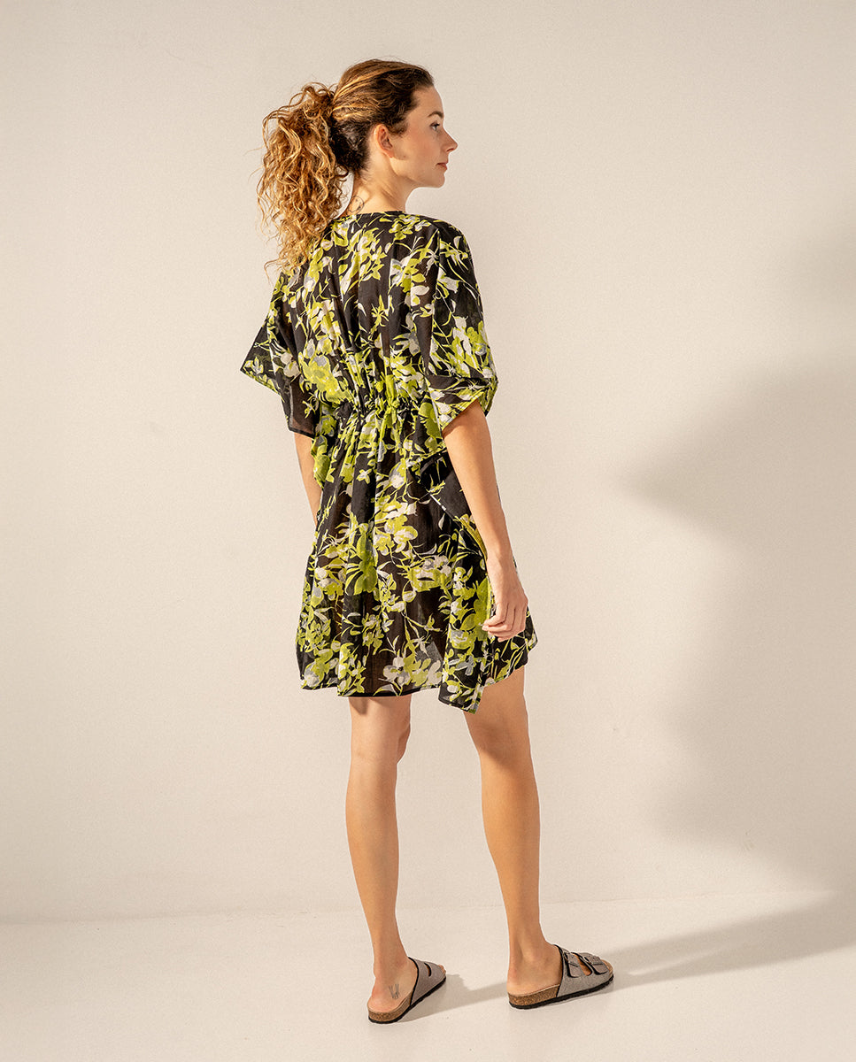 abbacino-caft-n-algod-n-floral-negro-talla-nica-playa image 2
