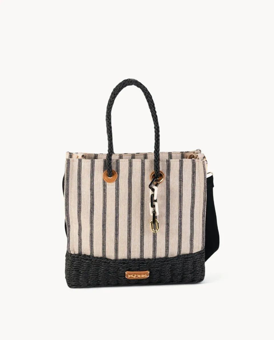 tote-de-canvas-y-fibra-natural-kbas-con-cremallera-color-negro image 1