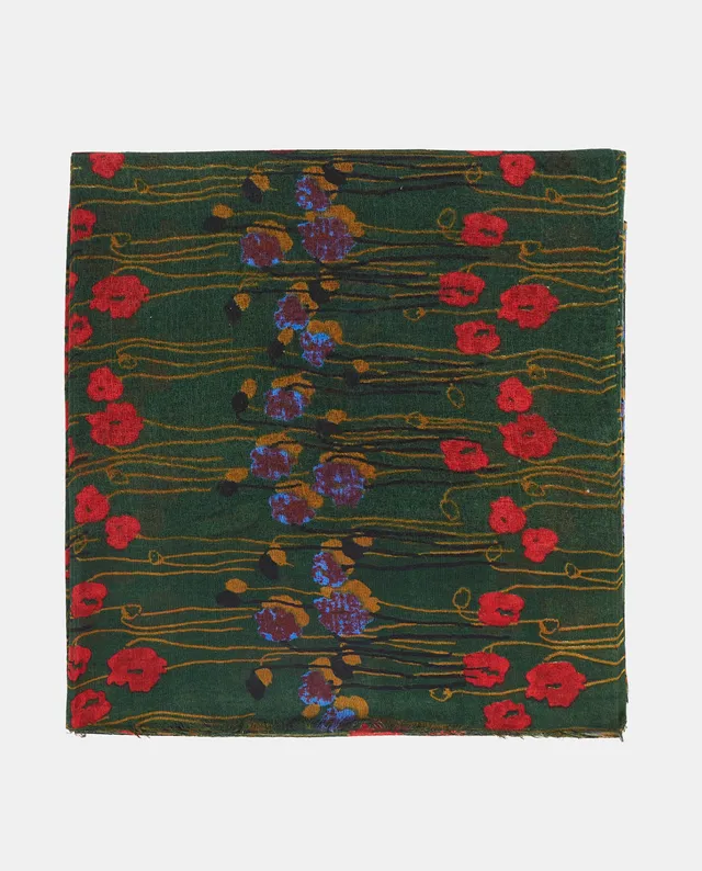 abbacino-pa-uelo-de-lana-verde-con-estampado-floral-art-stico image 1