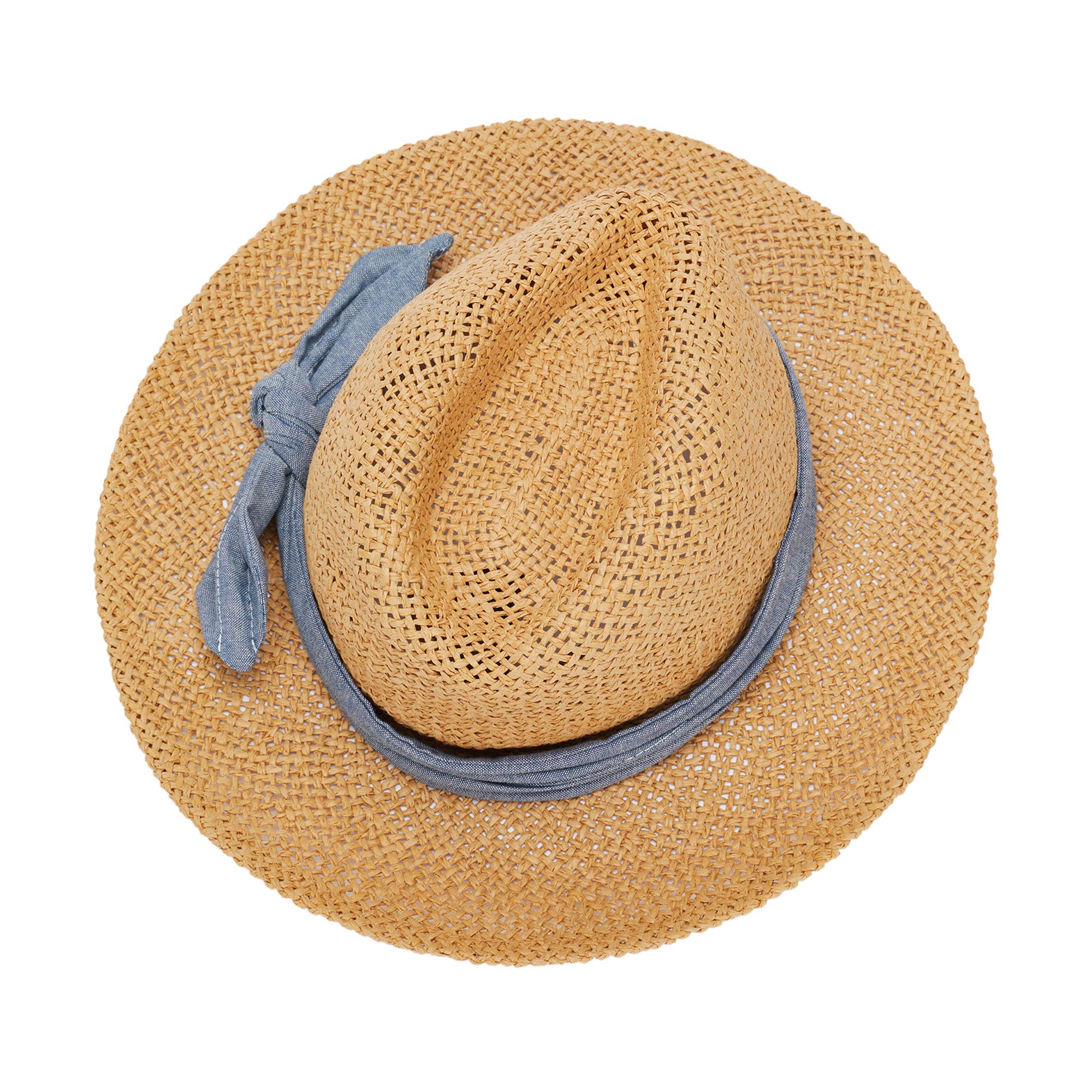 parfois-sombrero-trenzado-fedora-paja-de-papel-camel-con-cinta-a-contraste-mujer image 3