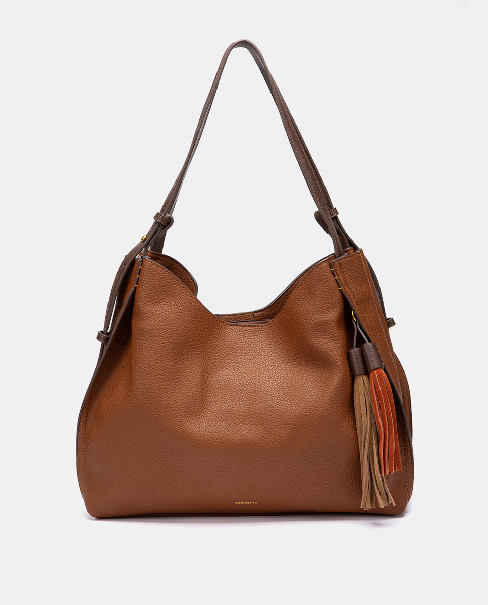 abbacino-bolso-de-hombro-borla-cognac-materiales-reciclados image 1
