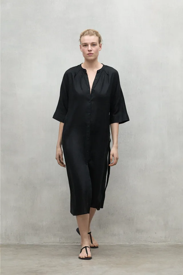 vestido-largo-lea-de-ecoalf-para-mujer-20-lino-reciclado-negro image 1