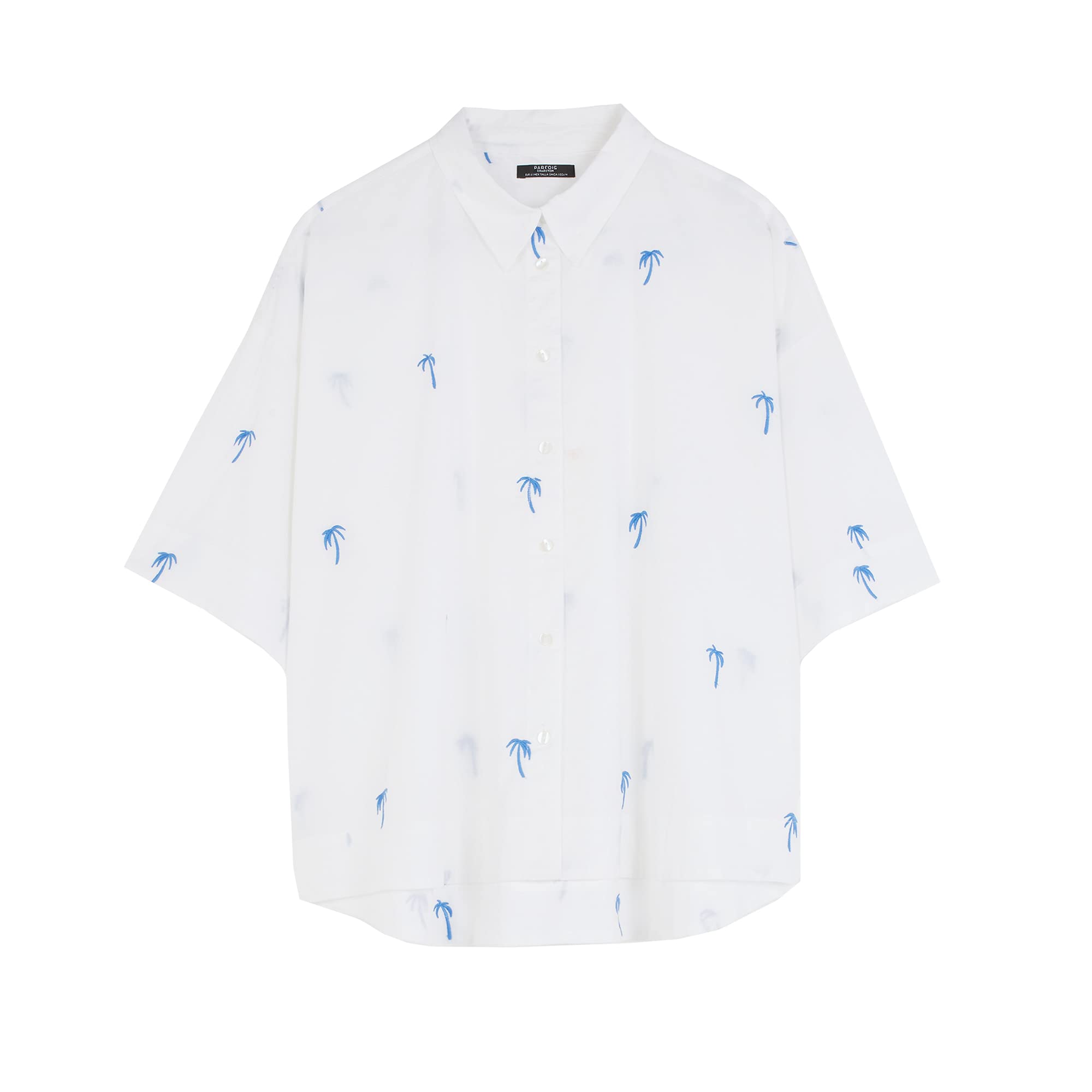 parfois-camisa-100-algod-n-bordado-palmeras-mujer-blanco image 1