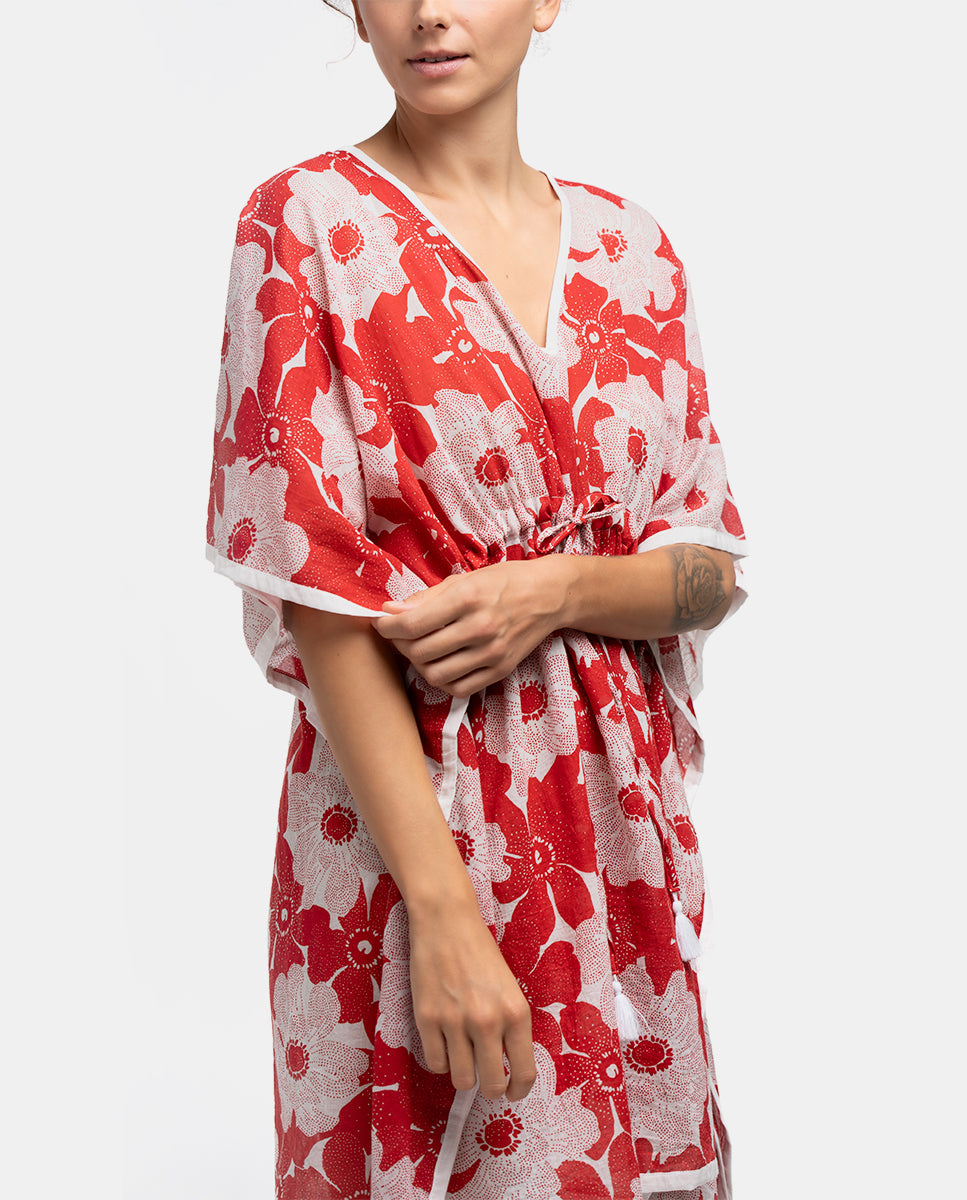 abbacino-caft-n-algod-n-floral-blanco-y-rojo-talla-nica image 3