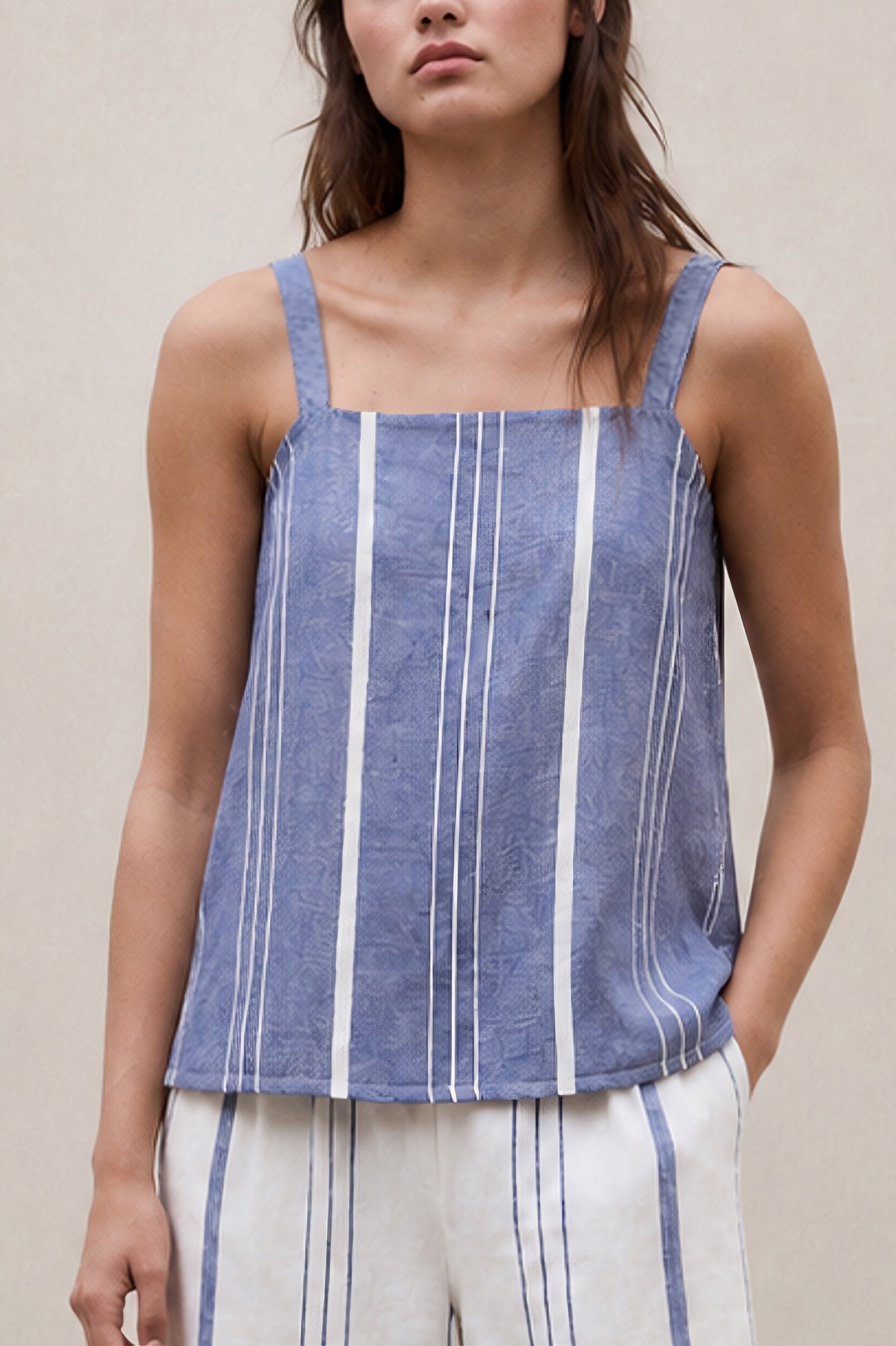 camisa-de-rayas-aria-azul-de-ecoalf image 1