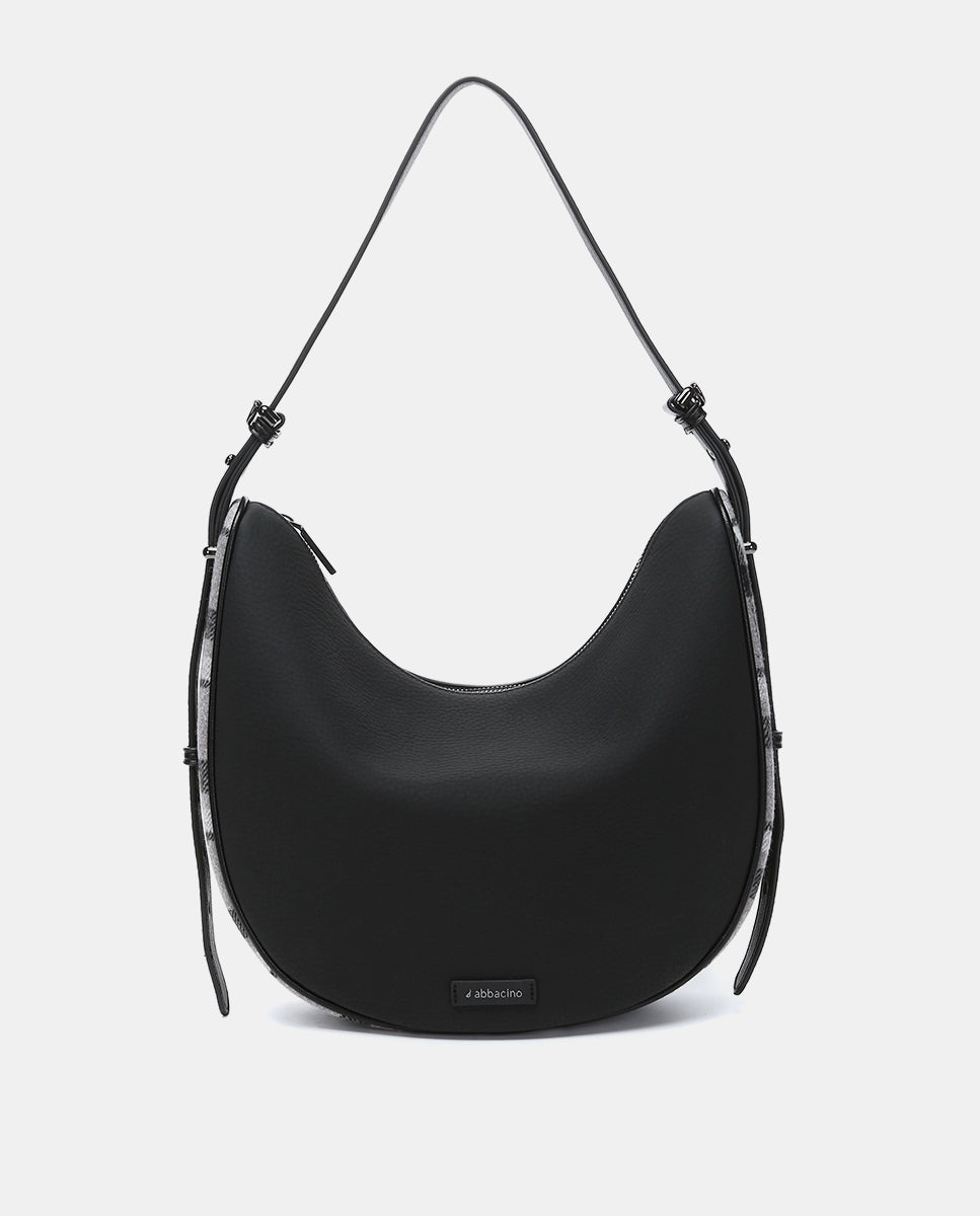 bolso-de-hombro-abbacino-estilo-hobo-en-materiales-reciclados-negro-con-cuadros- image 1