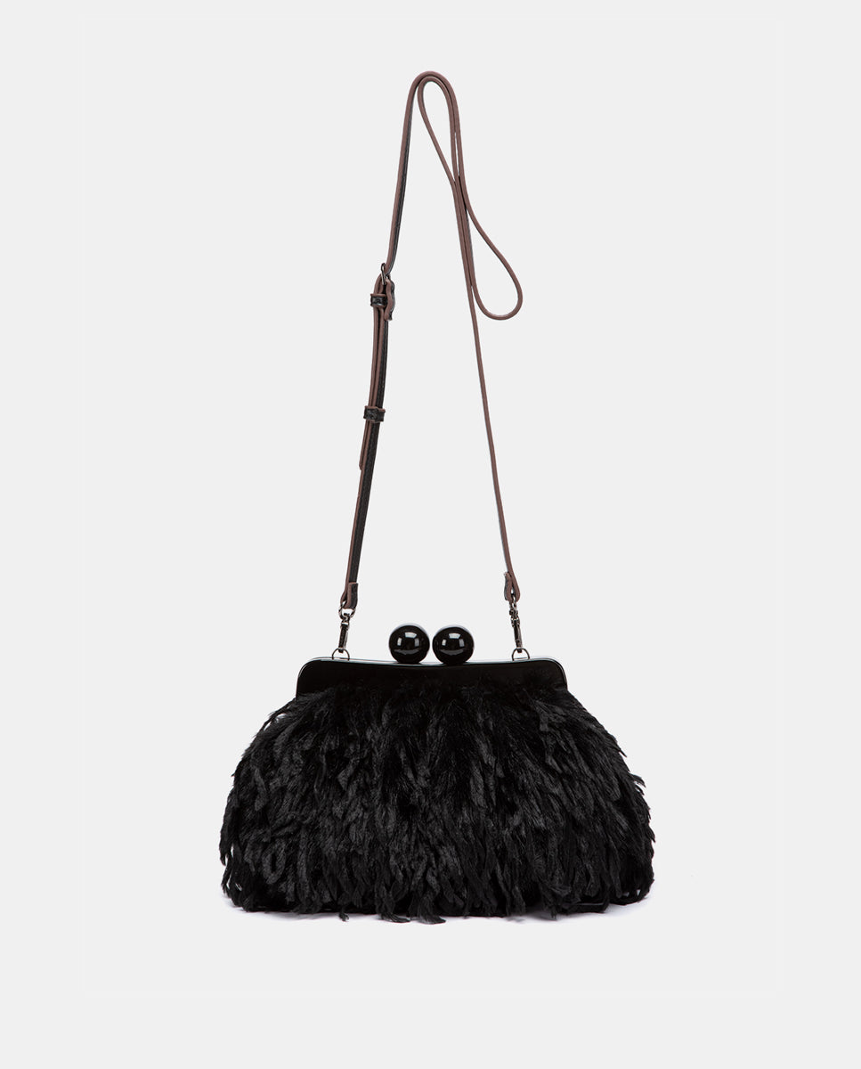 bolso-de-fiesta-abbacino-negro-con-efecto-plumas-asa-bandolera-ajustable image 4