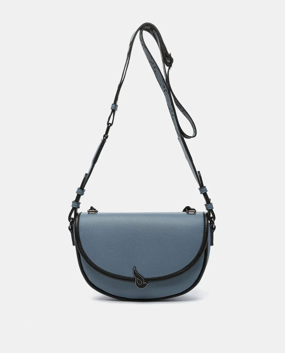abbacino-bolso-media-luna-azul-reciclado-cadena image 1
