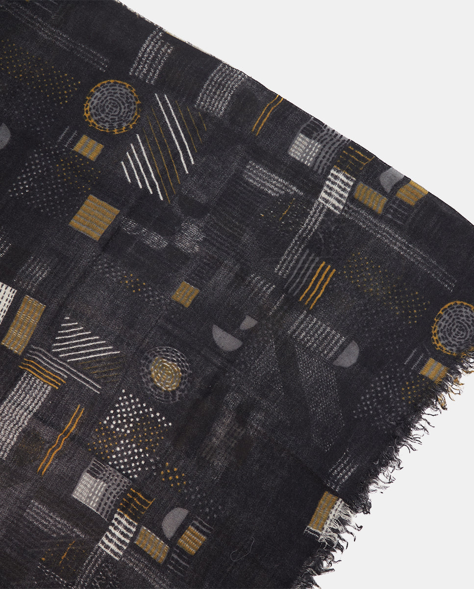 abbacino-pa-uelo-de-lana-negro-con-estampado-geom-trico-mujer image 3