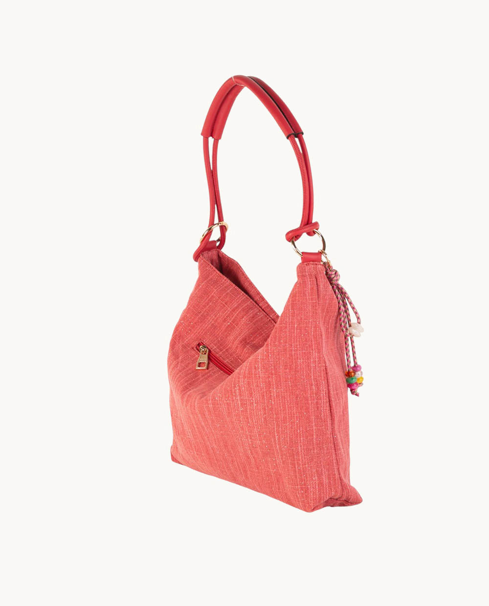 kbas-bolso-hobo-de-canvas-rojo-con-asa-amarilla-cremallera-y-forma-amplia image 2