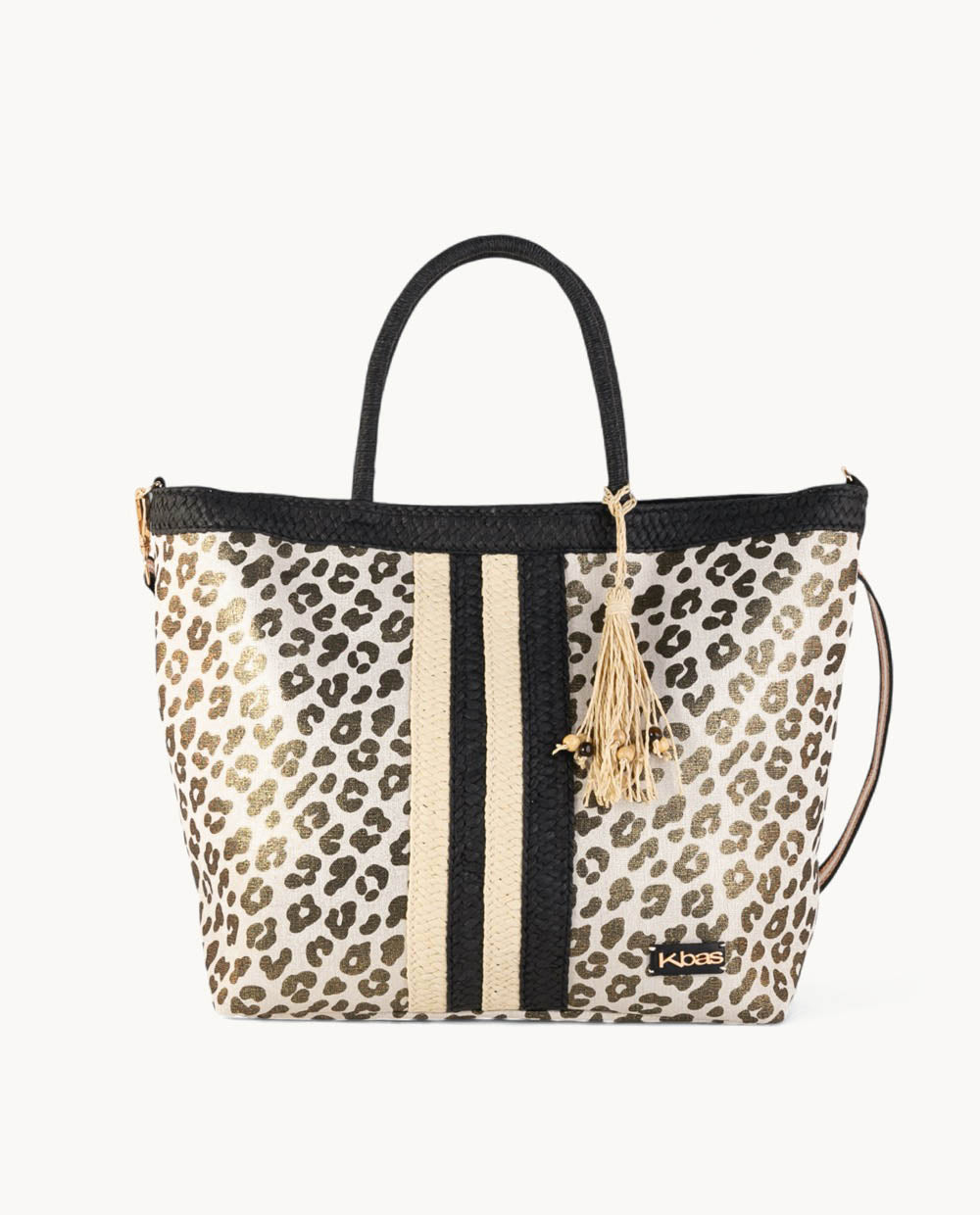 kbas-tote-de-fibra-natural-y-canvas-con-cremallera-color-negro image 1